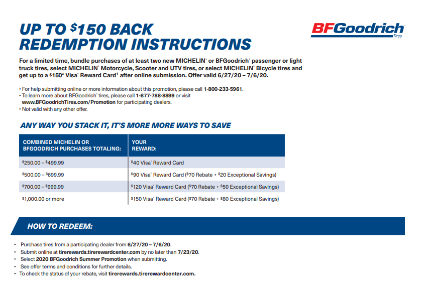 BFG Michelin Rebate Up To 150 June 27 July 6th Jeep Wrangler TJ 