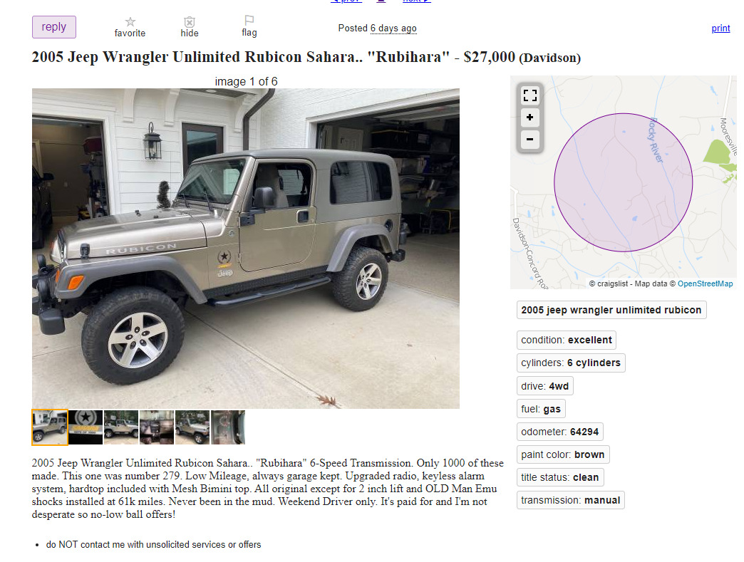 05 Rubihara—$27k | Jeep Wrangler TJ Forum
