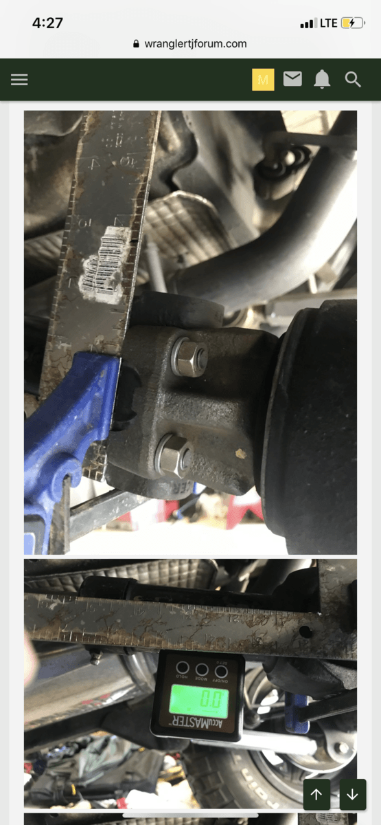 Measuring rear driveshaft angle (vibrations after lift install) Jeep