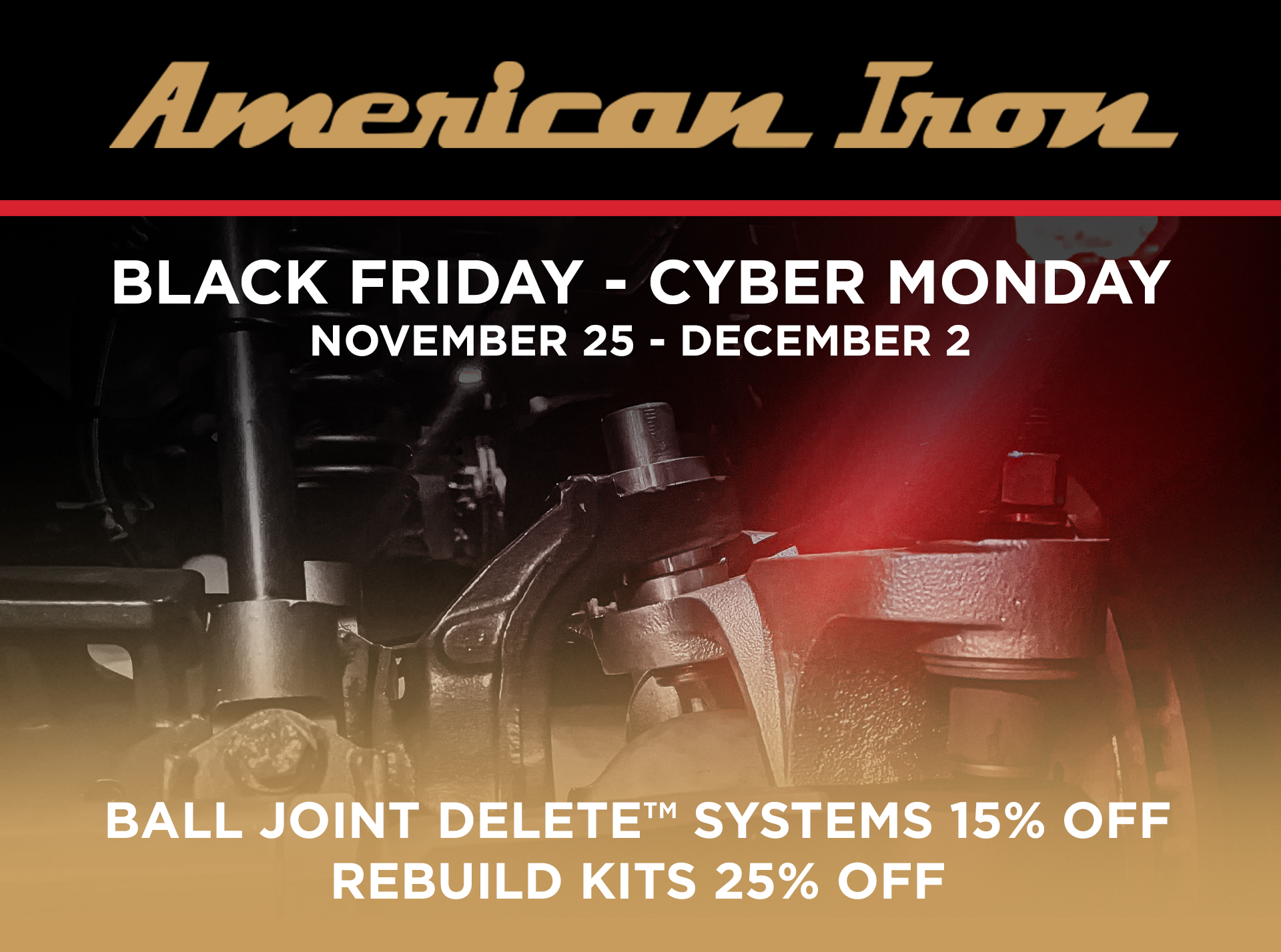 American Iron's BFCM sale is coming 11/25 to 12/2