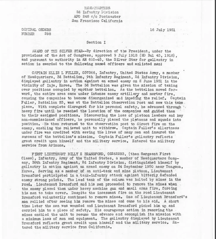 Billy E. Bransford Siver Star Citation.webp