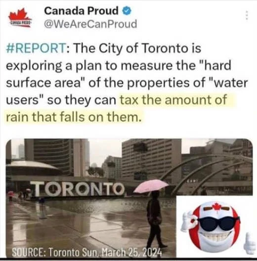 canada toronto taxing rainfall