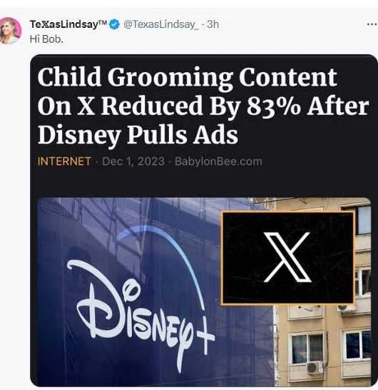 x babylon bee child grooming content reduced disney pulls ads