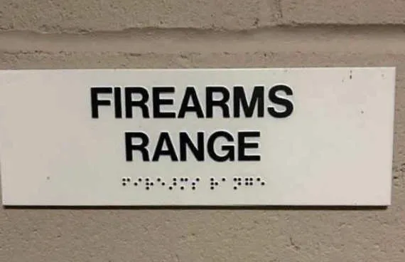 firearms range braille sign