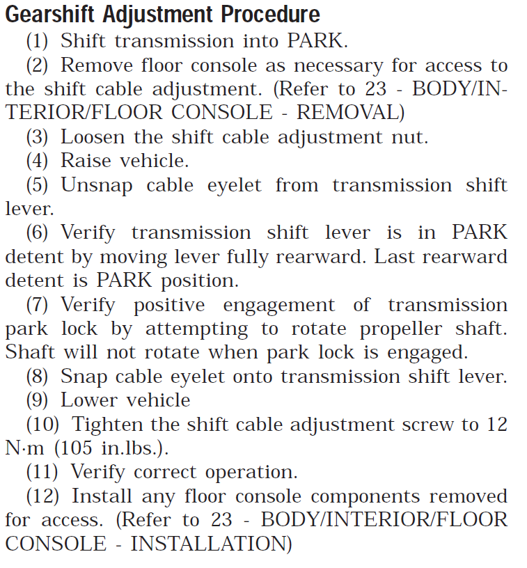 Adjusting transmission shift cable | Jeep Wrangler TJ Forum