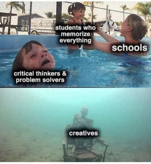 drowning students memorize everything schools critical thinkers creatives