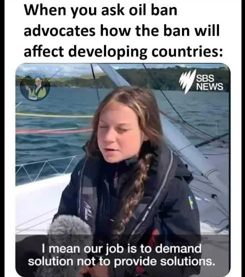 greta thunberg oil ban advocates developing countries demand solution not provide