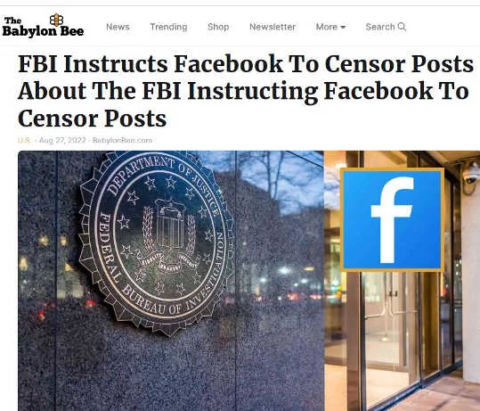 babylon bee facebook instructs facebook censor posts about fbi censorship