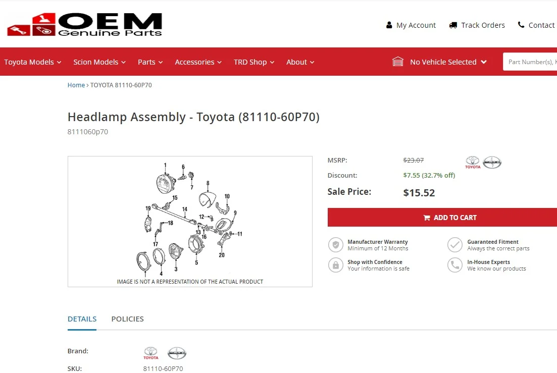 Toyota headlight assembly.webp