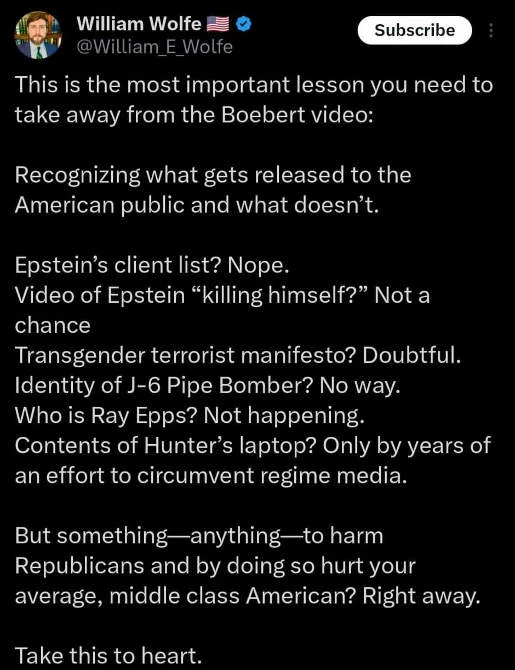 x boebert video epstein clients hunter j6 ray epps