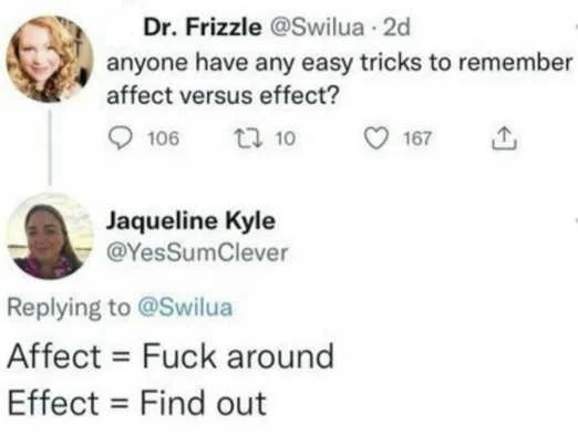 x fafo trick remember affect effect